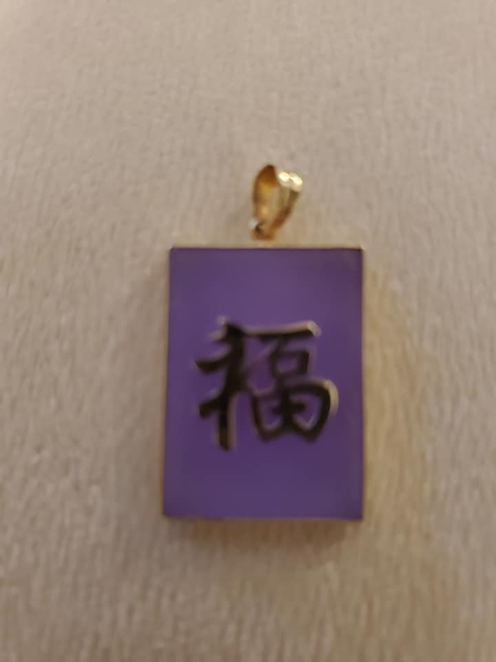 Lavender Jade Good Luck Symbol in 14K Gold